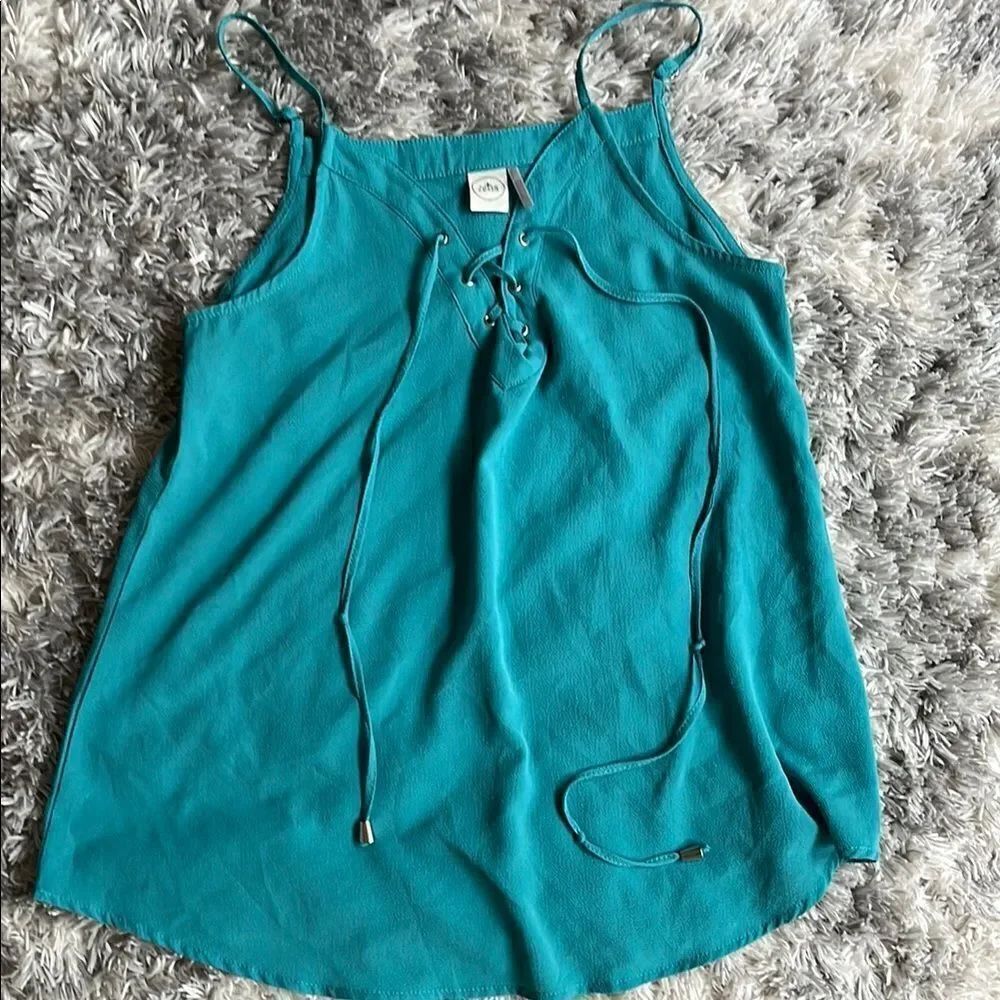 Teal Lace-Up Women's Top
